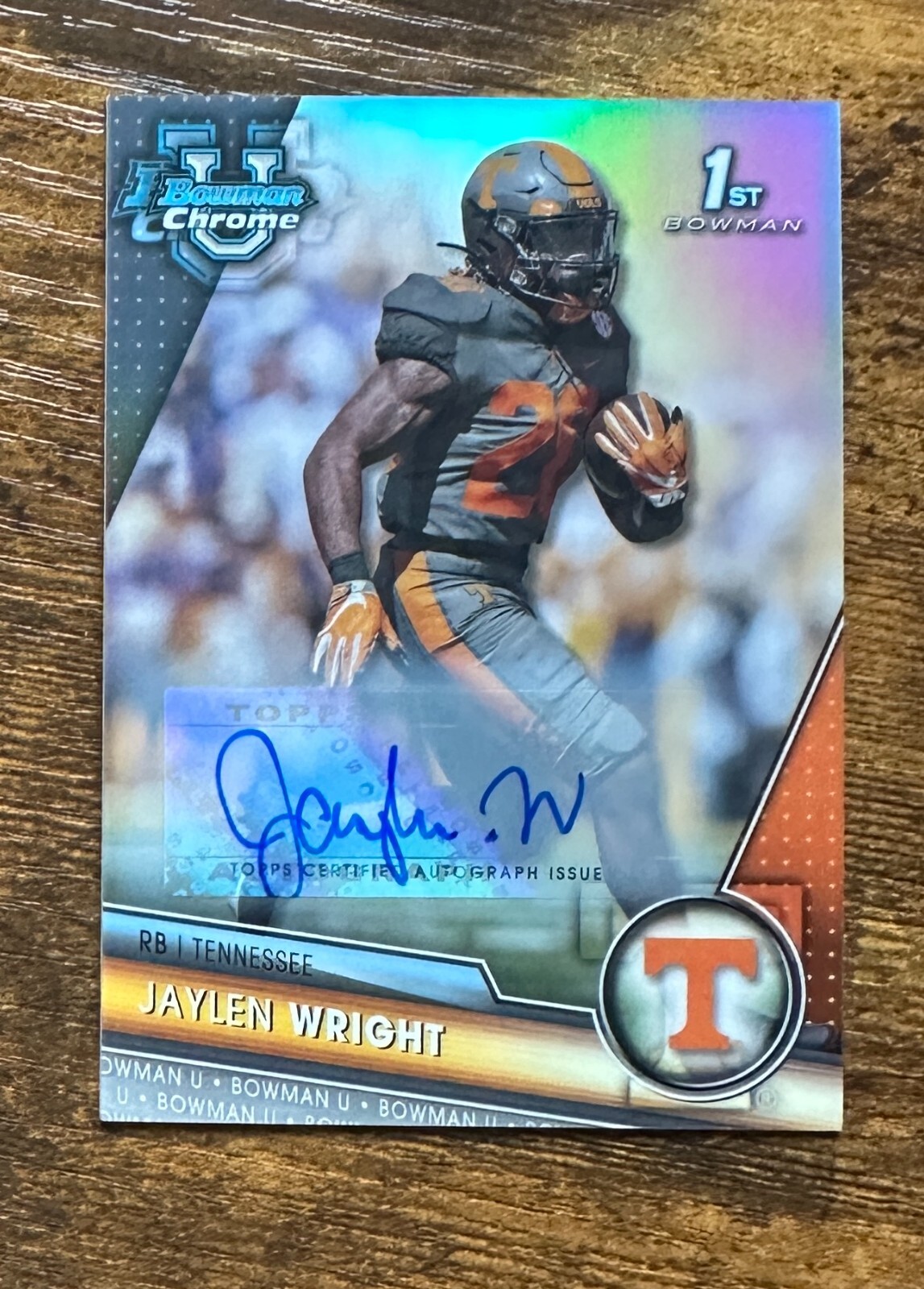 2023 Bowman Chrome University Auto Refractors #130 Jaylen Wright /499 RC X13638