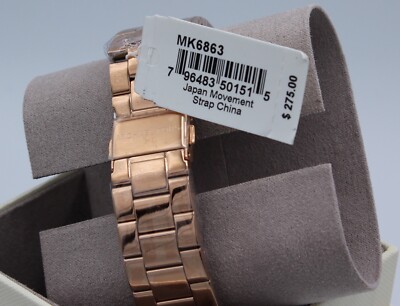 New Authentic Michael Kors Ritz Rose Gold Crystals Pave Women's