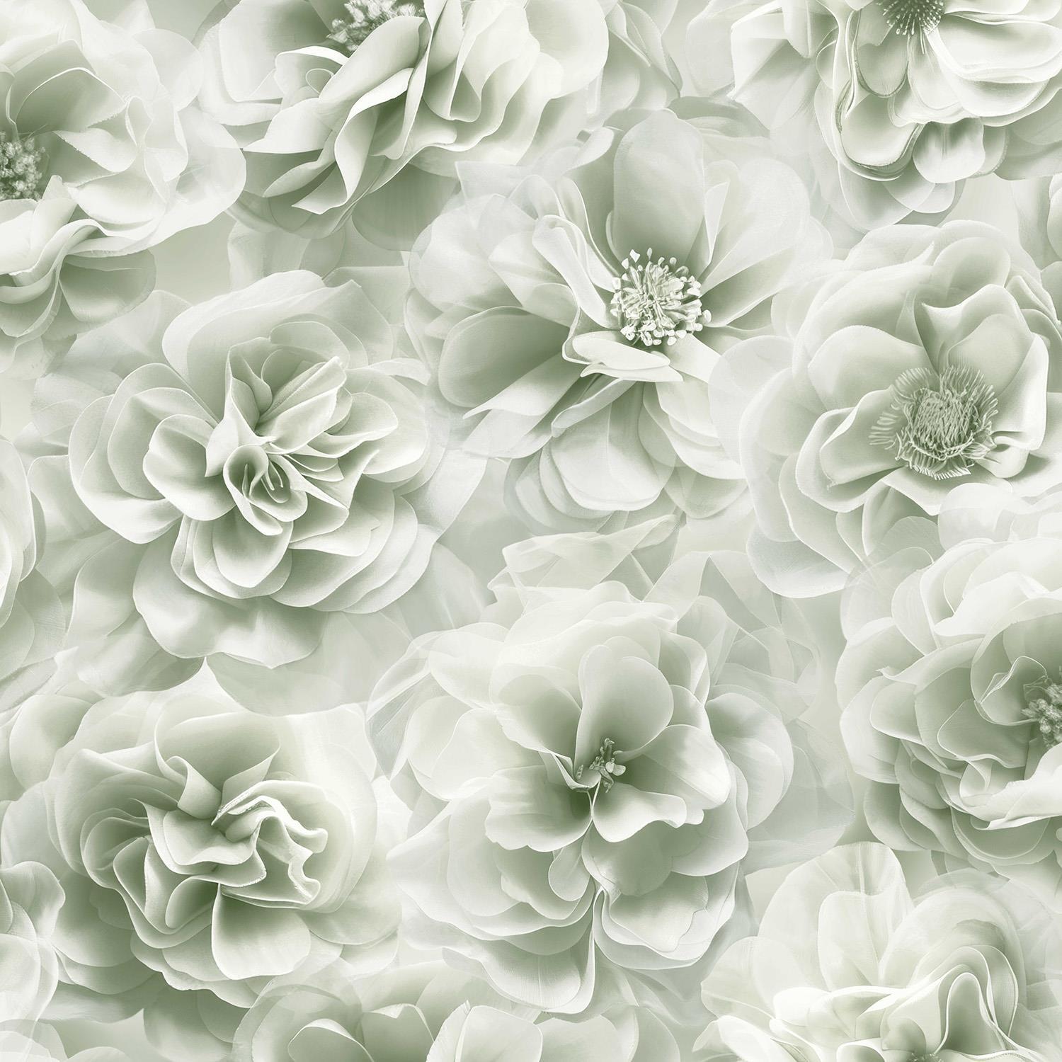 B&Q -  Bloom Sage Green Wallpaper Floral Rose Glamorous Stylish Feature Wall - Image 3