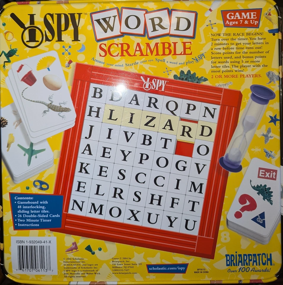 I Spy Word Scramble Game Tin Metal Box 2004 BPT6113 Scholastic Spelling Educatio - Image 2 of 4