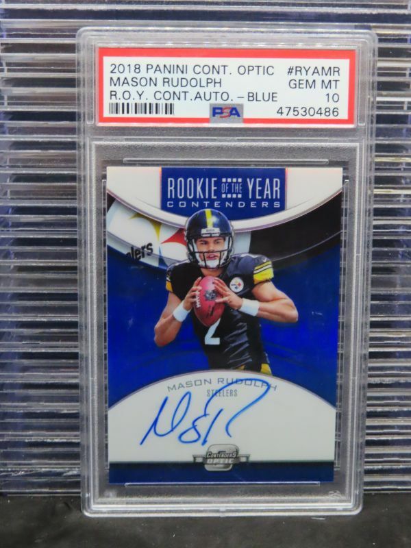Mason Rudolph Panini Contenders Optic Rookie of the Year Contenders Autographs #RYAMR Blue