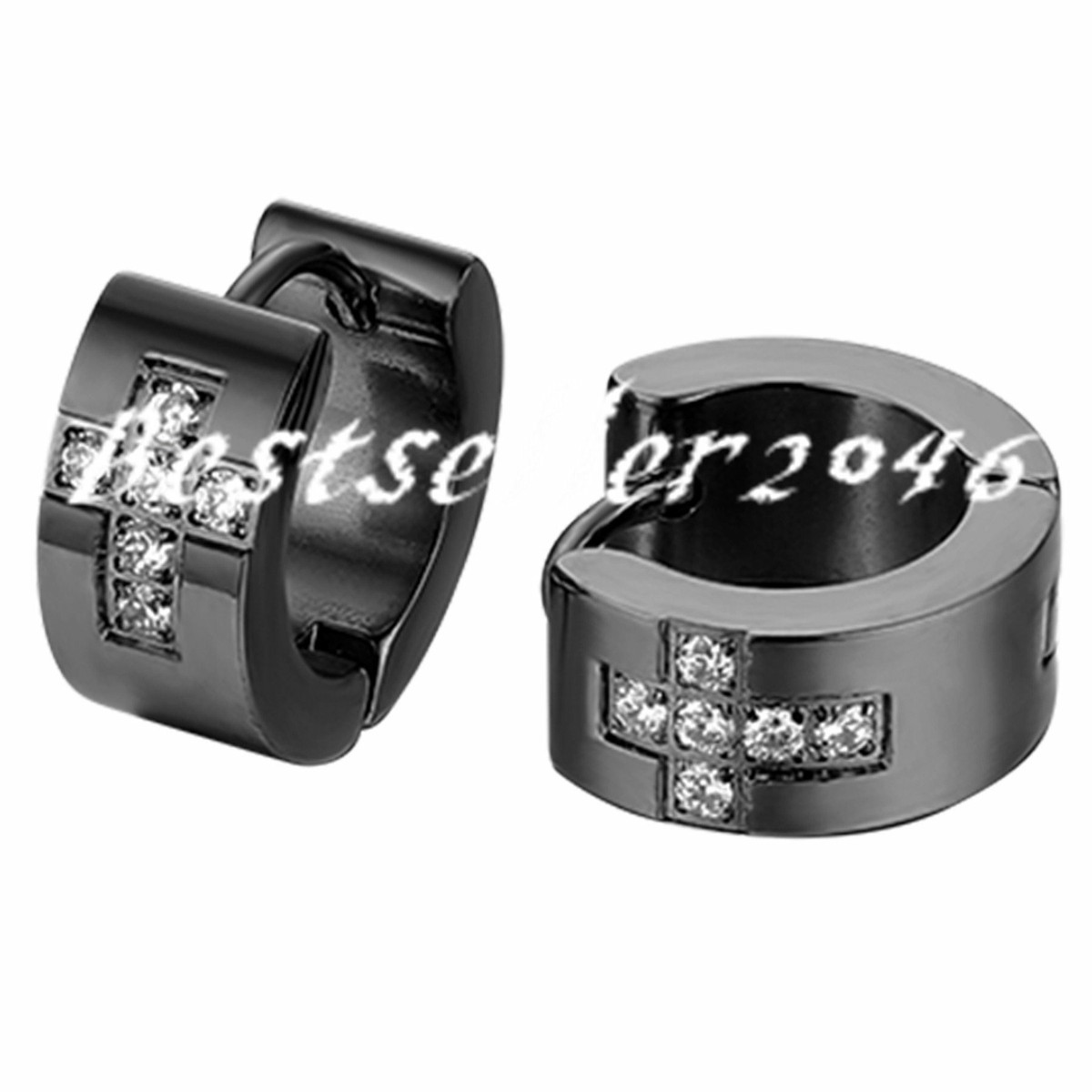 2-6 PCS Stainless Steel Huggie Earrings With Rhinestones - Men's & Women's Hoop Stud Earrings