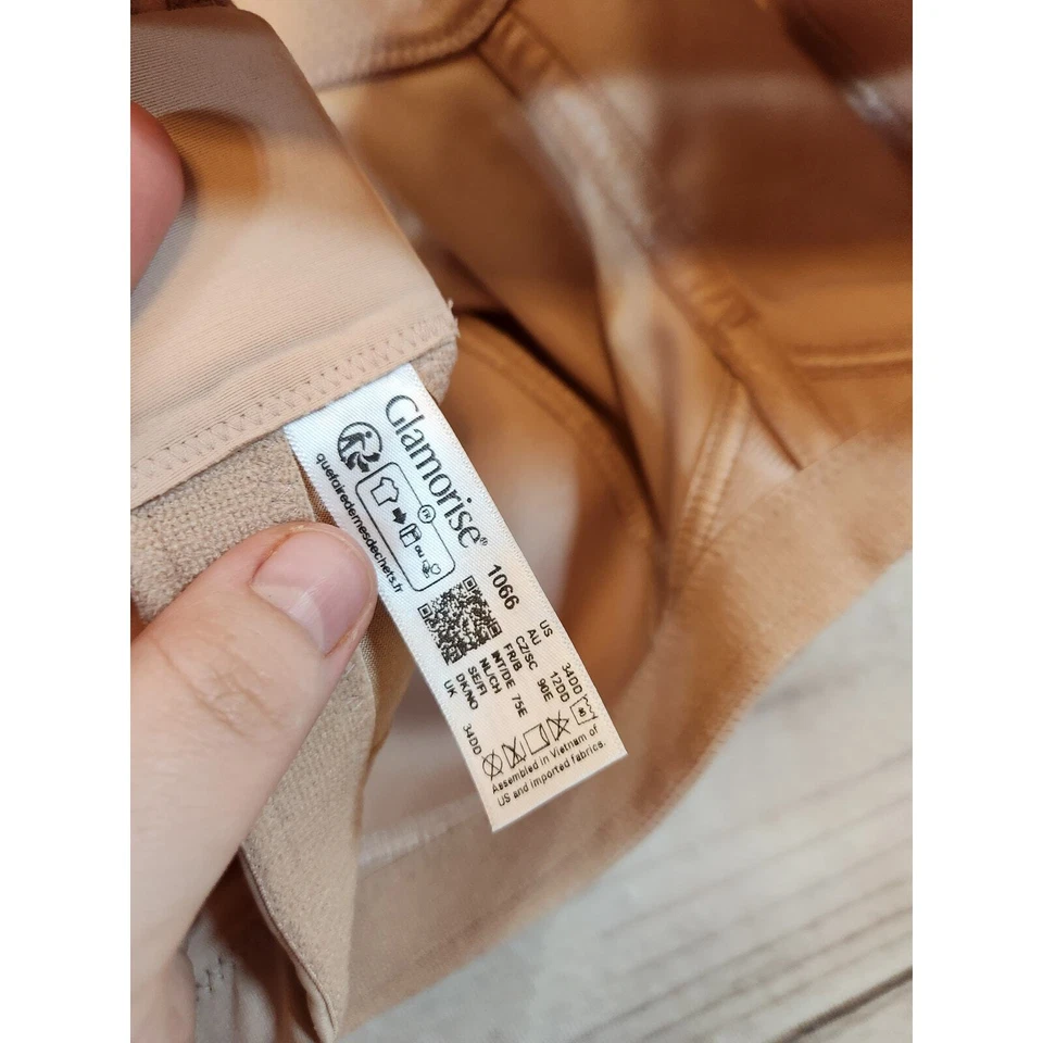 Sujetador deportivo Glamorise beige liso sin rebote camisola de impacto medio talla 34DD para mujer Foto 4 de 4