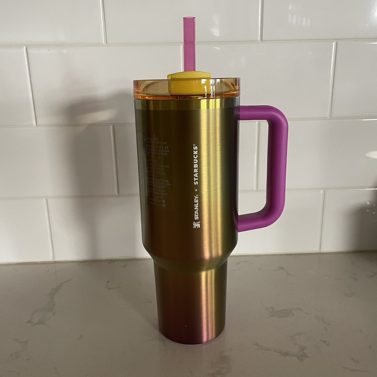 YA−MAN STA-212P GOLD Stanley Cup x Starbucks Summer Pink Yellow 40oz Tumbler 2024