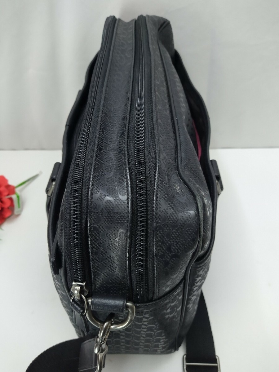 Coach Men's Business Bag Micro Signature Black PVC Razor Coach Men's Business Bag Micro Signature Black PVC Razor