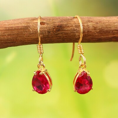 Mozambique Ruby Earrings Gemstone Stud Earring Gift For Her Tear Drop Earrings