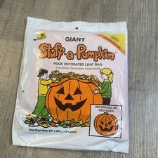 Vintage 1990 Sun Hill Deluxe Giant Stuff-A-Pumpkin Decorate Leaf Bag
