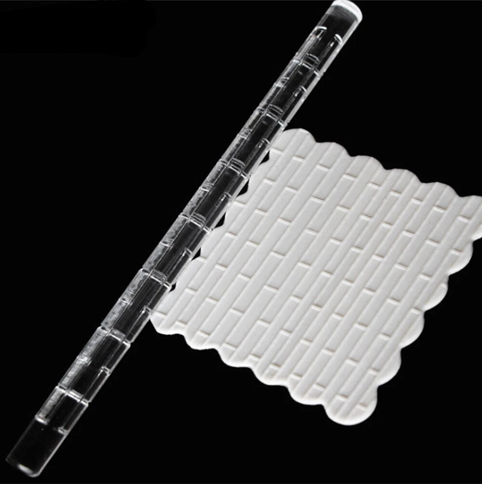 Transparent Acrylic Rolling Pin Embossed Wave Note Clay Texture Fondant Tool  - Image 3 of 4