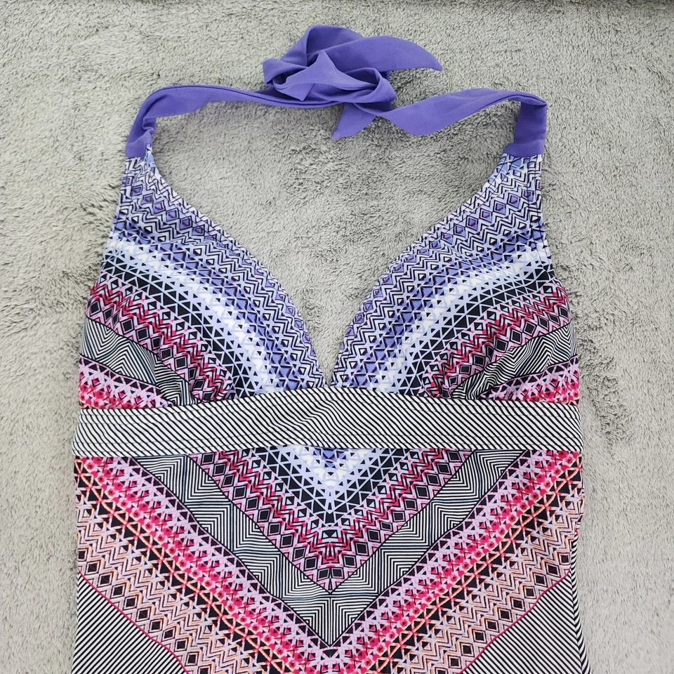 Prana Swimsuit Womens S Purple Marrakesh Lahari One Piece Halter Tie Neck Beach - Image 2 of 4