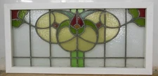 OLD ENGLISH LEADED STAINED GLASS WINDOW COLORFUL FLORALTRANSOM 35.5" x 17.5"