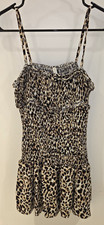 American Eagle Leopard Ruffle Smocked Viscose Mini Summer Dress Women's Size XS