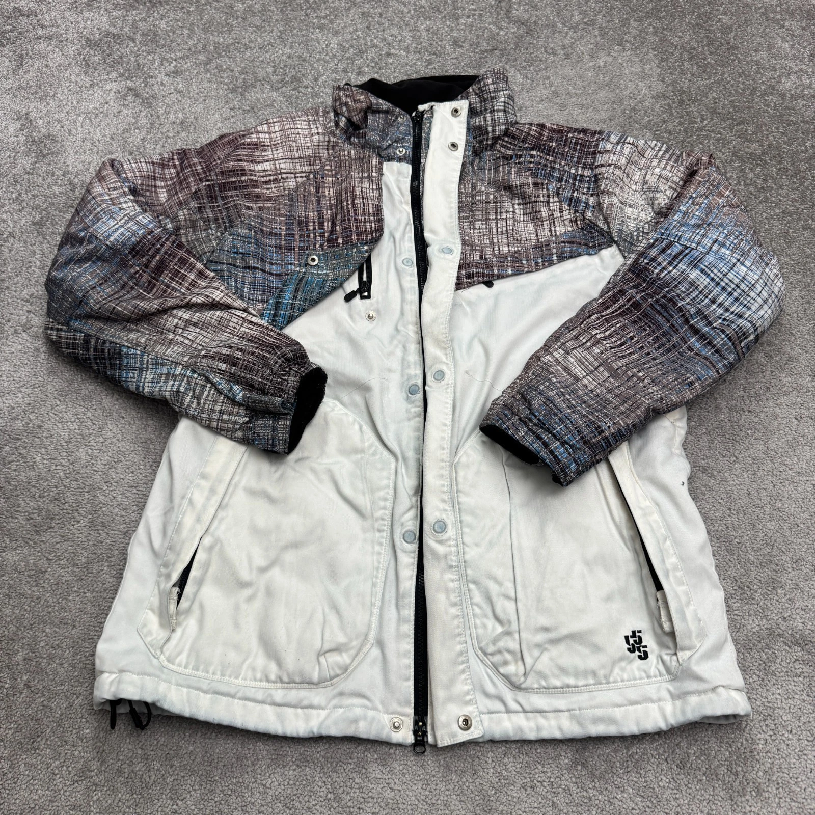Triple Nickel 555 Insulated Waterproof Snow Jacket Mens Medium White Plaid Ski