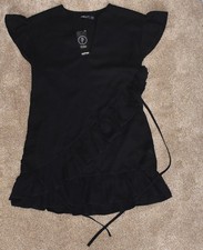 Boohoo Fashion Petite Lucy Tie Waist Ruffle Detail Wrap Dress Size UK 12 EUR 40