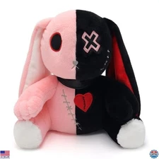 Creepy Goth Bunny Plush Toy - Spooky Stuffed Rabbit - Horror-Inspired Plushie