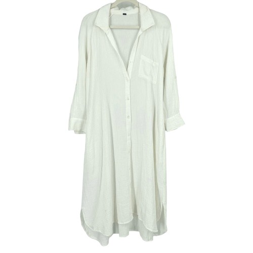 Vestido Camisa Young Fabulous & Broke Noosa Algodón Gasa Pequeño Blanco Nuevo sin Etiquetas - Imagen 10 de 10