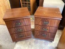 Woodberry Brown Bedside Cabinet Table Drawers x 2 Vintage Wood Effect