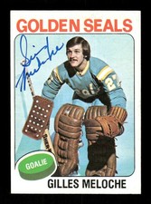 1975-76 Topps #190 Gilles Meloche signed autograph EXMT, well centered, crisp