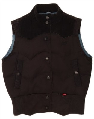 Levi's Womens Crop Padded Gilet UK 10 Small Black Polyester BI08