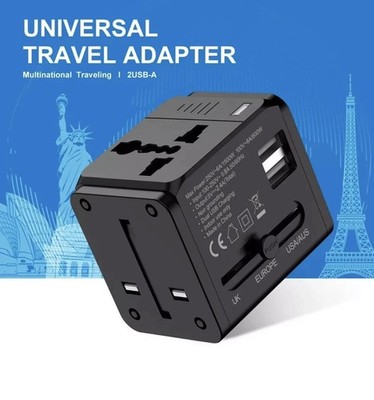 Universal World Plug Travel Adapter Converter With Dual USB Charger AU/US/UK/EU