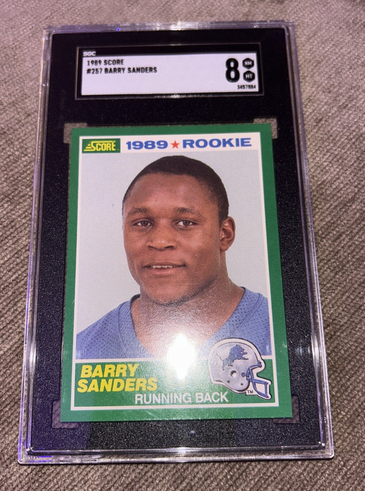Barry Sanders 1989 Score Rookie Card RC Detroit Lions #257 SGC 8
