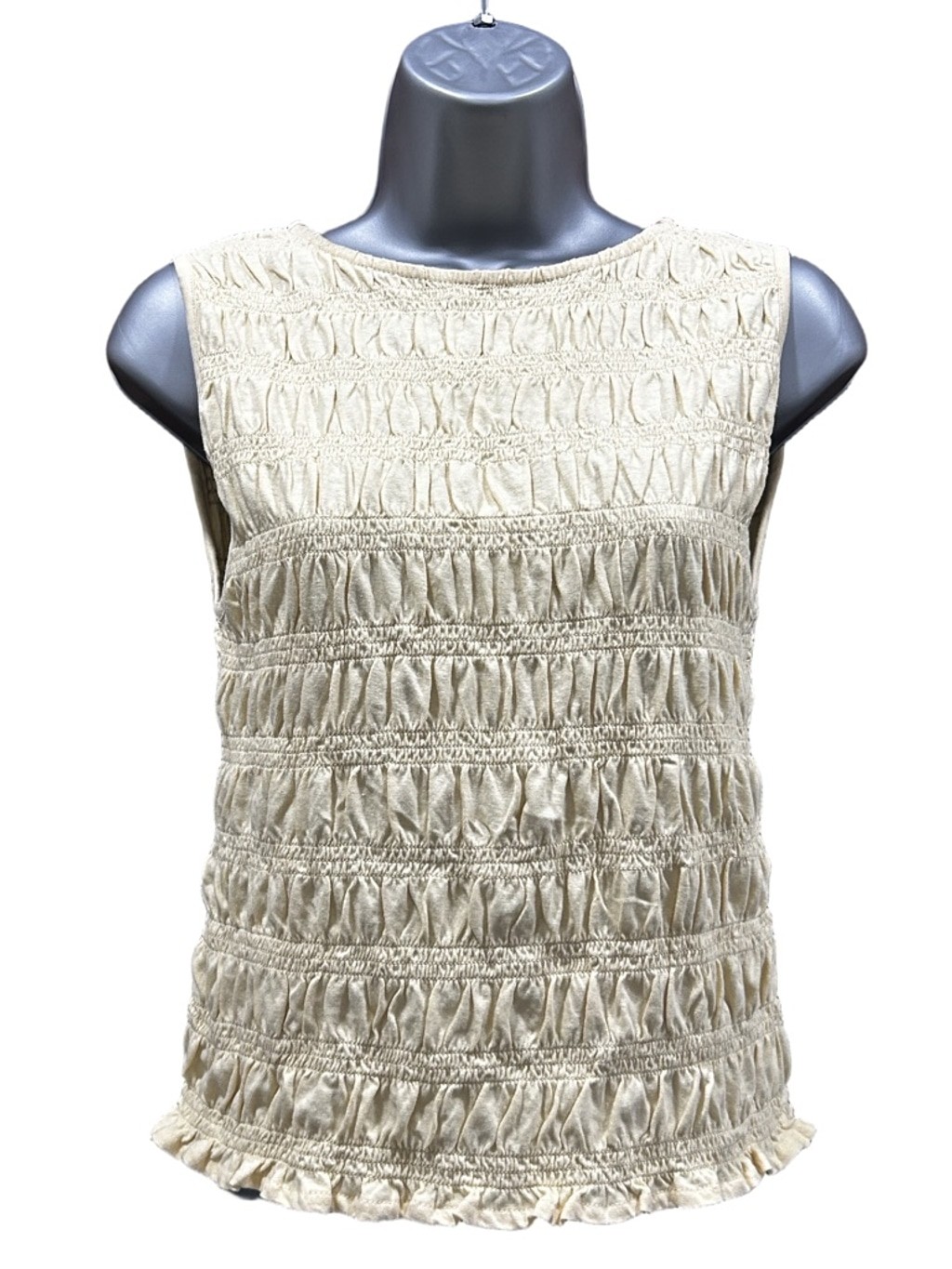 NWT Madewell Smocked Boatneck Tank XS pale yellow