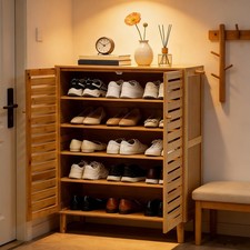 6-Tier Wooden Shoe Cabinet Storage Portable Shoe Rack 20 Pairs Shoe Housekeeping