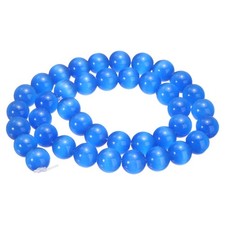 38pcs Ink Blue Cat's Eye Stone Beads 10mm Round Crystal Loose Bead