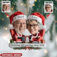 Custom Growing Old Together Since Couple Ornament, Personalized Photo