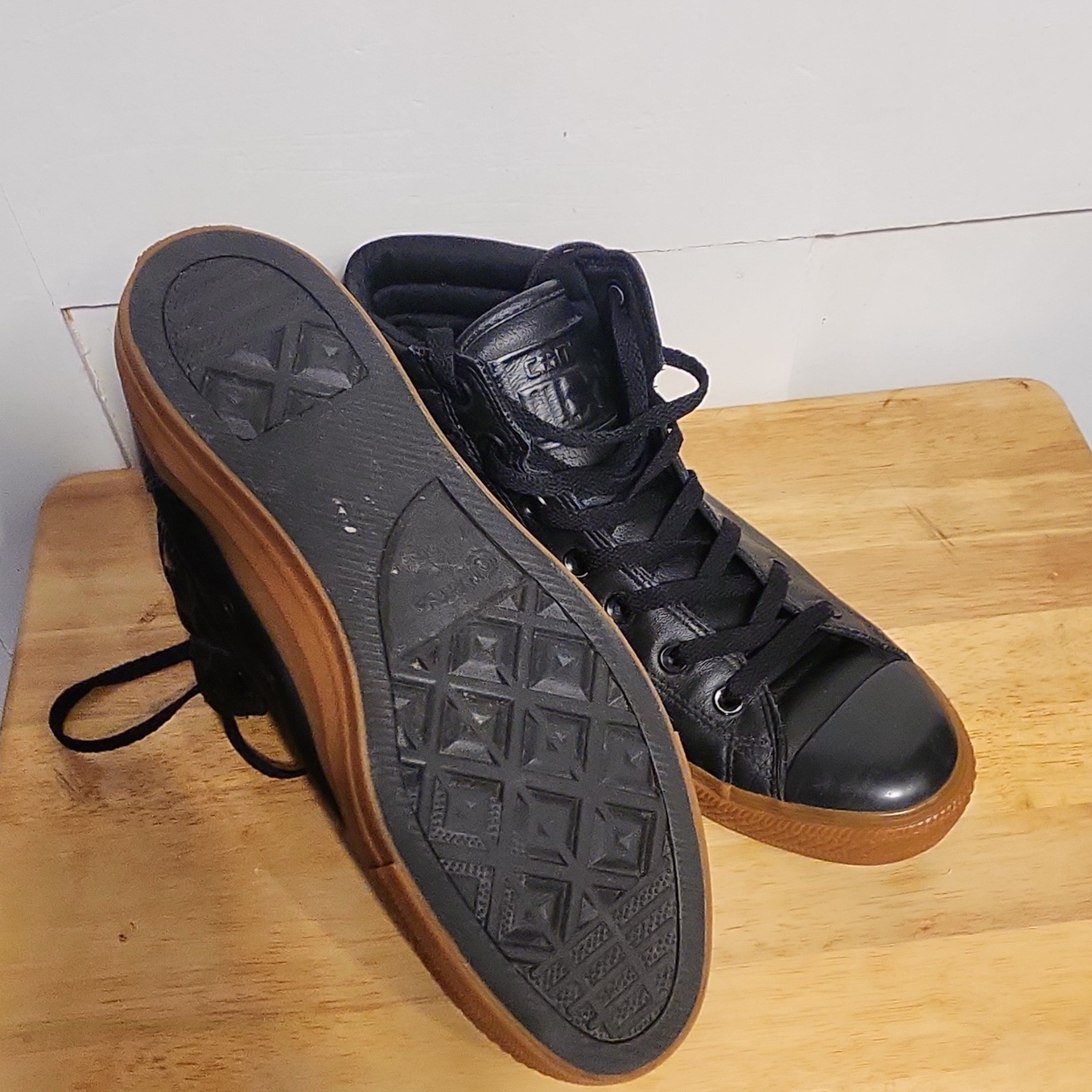 Converse All Star Men's Black Leather High Top Sneakers Size 10.5 150818C thumbnail 7