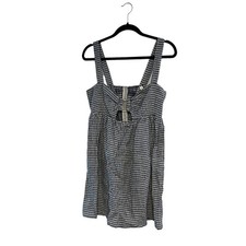 NEW Reformation Noel Gingham Linen Minidress Callah Check Navy White Cutout 10
