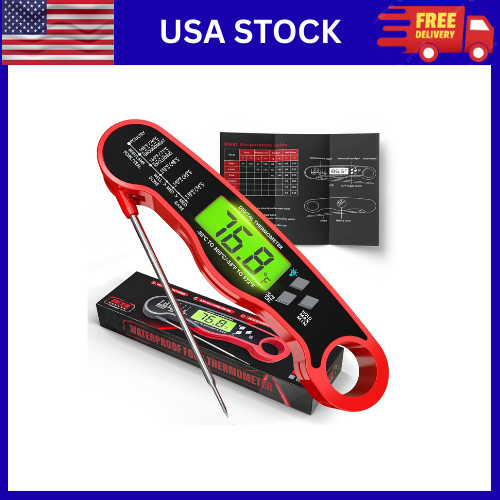 Digital Meat Thermometer Instant Read Waterproof Cooking Grill Red
