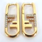 Authentic Fendi rhinestone earrings metal [Used]
