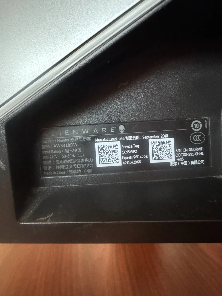 Alienware AW3418DW 34” Curved UltraWide QHD Gaming Monitor 120Hz G-Sync - Image 4 of 4