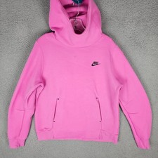 Nike Hoodie Womens Medium Pink Tech Fleece HV2447-675 Scuba Neck Pullover