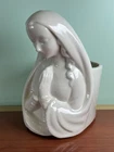 Vintage White Virgin Mary Ceramic Planter Vase Haeger Pottery 9"x5"x7" Religious