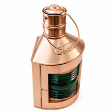 Iron Nautical Lantern Copper Finish Green Glass Coastal Marine Home Decor
