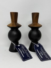 Jonathan Adler X Michaels Ceramic Brown Black Candle Stick Holder Pair NWT