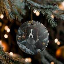 Border Collie Collectible Ceramic Christmas, Holiday Ornament-H101