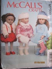 McCall's 7300 WINTER WARDROBE 18" DOLL CLOTHES TREE Sewing Pattern Uncut