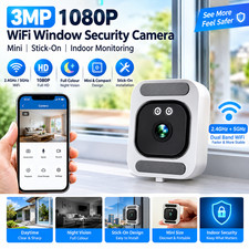 Smart Window Security Camera WiFi Mini Stick-On Night Vision 3MP 1080P