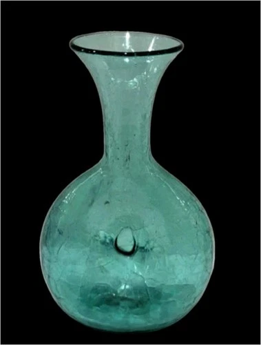 Vintage Blenko Doughnut Sea Green Bottle/Vase. Crackle Glass. #441-S , 1944-1953