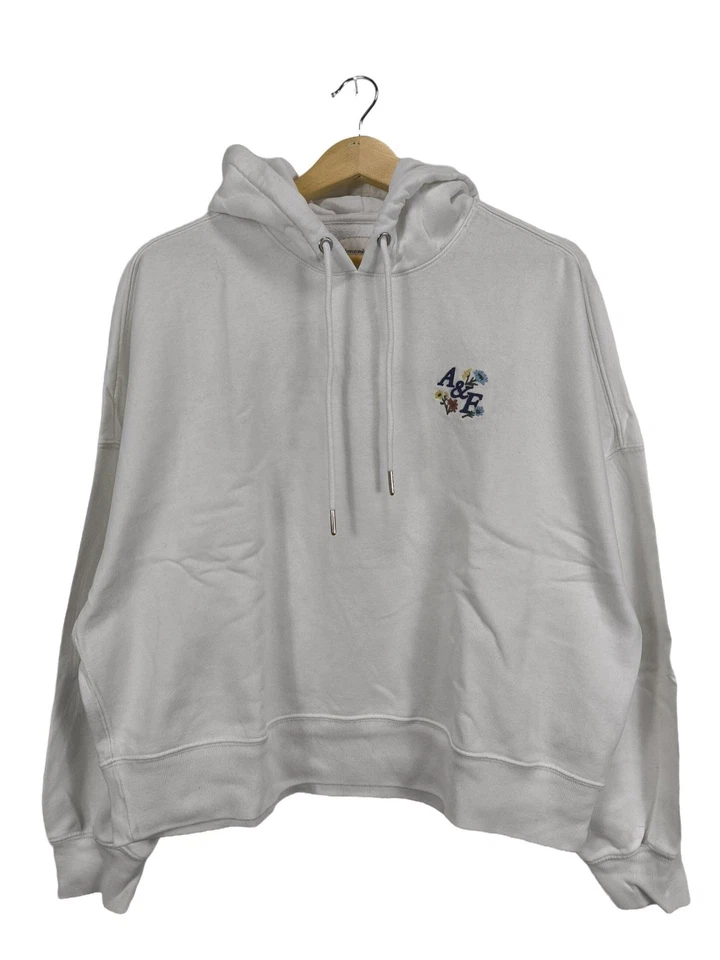 ABERCROMBIE & FITCH Sweat à capuche Dames Sweat T EU 40 blanc style décontracté - Photo 1/4