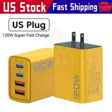 2 PCS 120W 4-Port USB C Fast Wall Charger Block For All Cell Phone iPad US