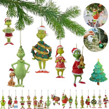 18Pcs Merry Christmas Grinch 2D Ornaments Xmas Tree Hanging Decor Figure Pendant