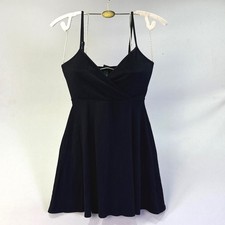 Wild Fable Black Ribbed Fit and Flare Mini Dress Surplice V-Neck Skater Dress
