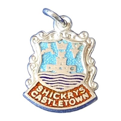 SHICKRYS CASTLETON IOM RARE Silver Vintage Travel Enamel Souvenir  Charm