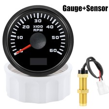 52MM Diesel Engine Marine Boat Tachometer 0-6000RPM w/LCD Hourmeter + RPM Sensor