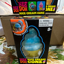 Schylling Nee Doh Nice Cream Cone Tactile Squeeze Toy Blue Yellow Ages 4 