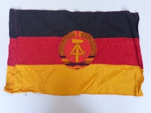 Old Small GDR Flag With Emblem Approximately 55.0 Cm X Approximately 34.0 Cm