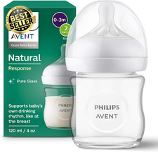 Philips  Natural Response Glass Baby Bottle, 120Ml, 1-Pack, SCY930/01